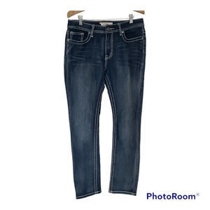 VGS EMBELLISHED DARK WASH SKINNY JEANS SIZE 10